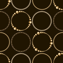 Golden round chains seamless pattern.