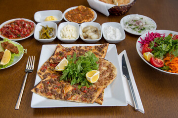 Turkey Pizza Lahmacun stock photo