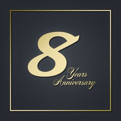 8 eight Years anniversary design golden black. logo wedding