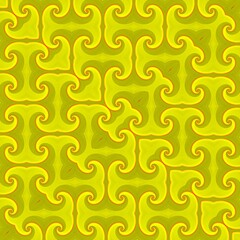 smooth connected spiral design red edged yellow shape on a green yellow plain background