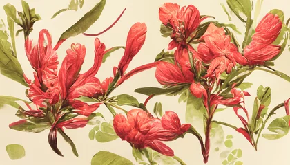 Foto op Canvas 3D illustration Liberty Flower Pattern Floral Background Design For Fashion Wallpapers © Fokasu Art
