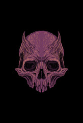Skull with horn artwork illustration