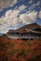 Naklejka premium kyoto's kiyomizudera temple in autumn.