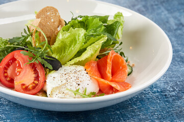 salad with mozzarella and salmon