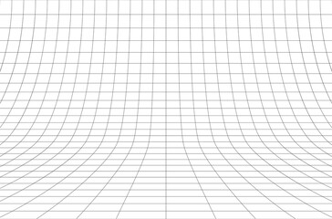 Curved perspective  grid. Curved black lines on a white background.