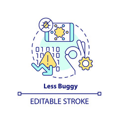 Less buggy concept icon. Simple website code. Advantage of mobile first design abstract idea thin line illustration. Isolated outline drawing. Editable stroke. Arial, Myriad Pro-Bold fonts used