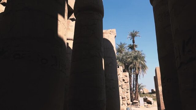 Huge Columns In The Karnak Temple, Egypt