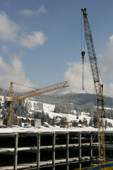 Fototapeta na wymiar Construction site at ski resort