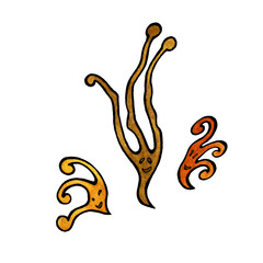 Group1 Drink a Bottle. Set of Halloween pumpkin spirits, emotions and relationships between them like people. Hand-painted in watercolor. The elements are isolated on a white background.