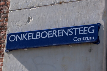 Street Sign Onkelboerensteeg At Amsterdam The Netherlands 23-6-2022