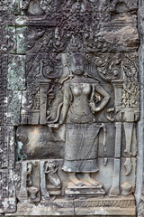 Fototapeta na wymiar Decorations at Bayon Temple, Angkor, Siem Reap, Cambodia