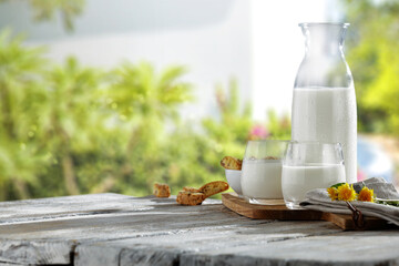 fresh milk and wall with shadows 