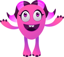 Fototapeta premium Cute Purple Monster - Mascot Vector Illustration