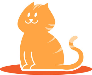 Cute Orange Cat Sitting - Vector Illustration