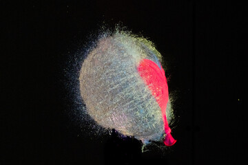 Water balloon popping liquid abstract art