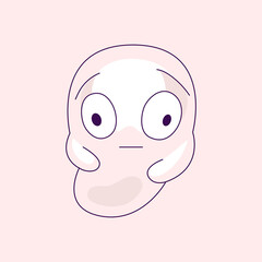 Obraz premium Hand-drawn abstract funny cute comic book ghost. Image of a dumbfounded spirit