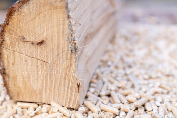 wood and pellets for heating during winter