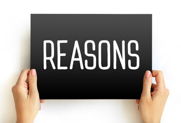 Reasons text on card, concept background