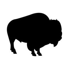 Silueta de búfalo americano aislado en color negro