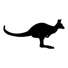 Kangaroo logo. Silueta de canguro aislado en color negro