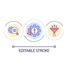 Risk reduction loop concept icon. Analyse information and prevent. Crisis management abstract idea thin line illustration. Isolated outline drawing. Editable stroke. Arial font used