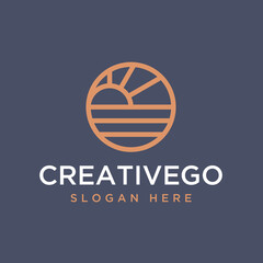 Vector graphic of abstract sunset logo design template