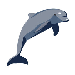Silueta delfín saltando aislado en color gris