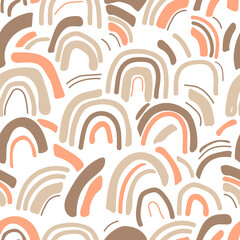 Seamless rainbow pattern in pastel colors. Vector illustration for the fabric of children's things.