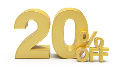 Sale 20 percent off number gold 3d