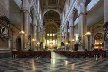 Fototapeta na wymiar Interior of the Naples Cathedral (or Duomo), Naples, Italy