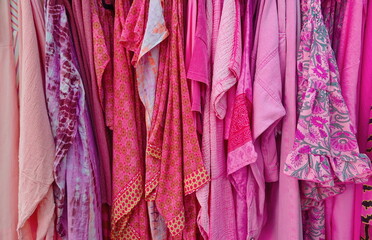 Pink Dresses Sale Display Market.