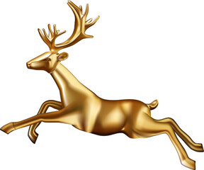 Fototapeta na wymiar Golden deer 3d decoration for christmas and new year design.