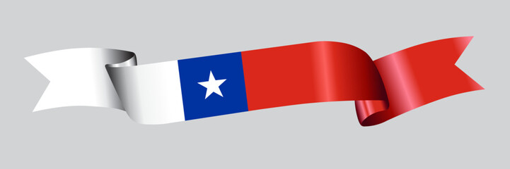 Obraz premium 3D Flag of Chile on a fabric ribbon.