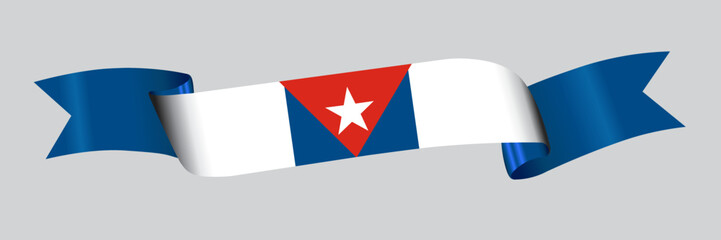 3D Flag of Cuba on a fabric ribbon.