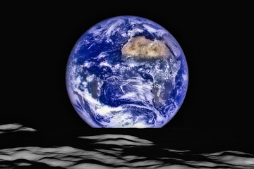 Planet Earth from the moon. Digital Enhancement. Elements by NASA