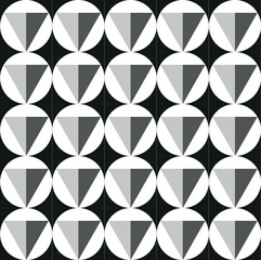 Seamless monochrome geometric pattern with circles and triangles
