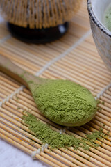 Traditional Japanese green tea matcha close-up