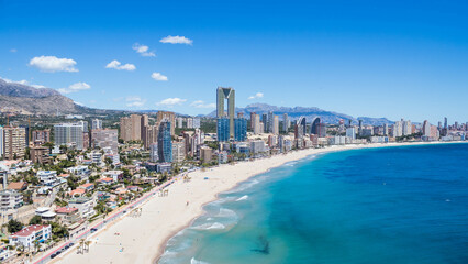Beautiful view of the coast of Benidorm from Tossal de la Cala, Valencian Community, Spain.