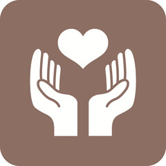 Obraz premium Hand With Heart Multicolor Round Corner Glyph Inverted Icon