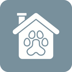 Pet House Multicolor Round Corner Glyph Inverted Icon