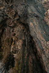 Fototapeta na wymiar detail of a rock wall inside a mountain cave