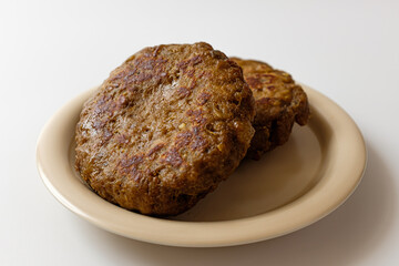 hamburger steak on white background