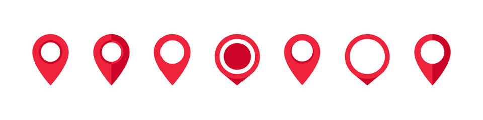Location pin sign. Red pin. Location map pin icon. Modern map markers. GPS Location symbol. Vector illustration - 526051151