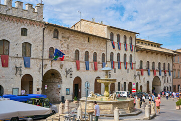 Palazzo dei Priori, city hall of the ancient town of Assisi in Umbria, Italy - obrazy, fototapety, plakaty