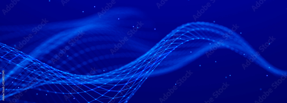 Aufkleber Digital technology background. Network connection dots and lines. Futuristic background for presentation design. 3d