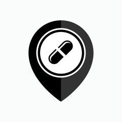 Drugstore Location Icon.   Pharmacy Symbol - Vector.