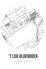 Fototapeta na wymiar Abstract street map of 't Loo Oldebroek located in Gelderland municipality of Oldebroek. City map with lines