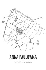 Abstract street map of Anna Paulowna located in Noord-Holland municipality of Hollands Kroon. City map with lines
