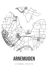 Abstract street map of Arnemuiden located in Zeeland municipality of Middelburg. City map with lines