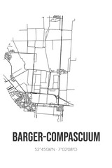 Abstract street map of Barger-Compascuum located in Drenthe municipality of Emmen. City map with lines